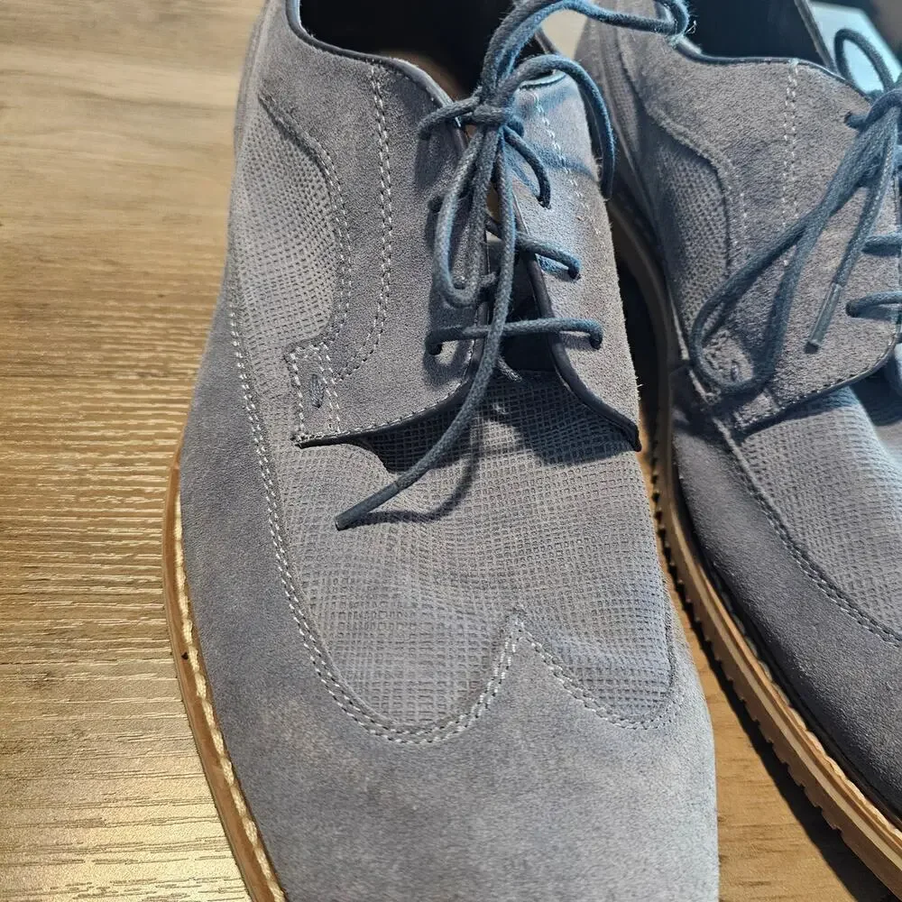 Saks Fifth Ave Gere Dress Shoes Men's Size 10.5 Blue Suede Wingtip Oxford